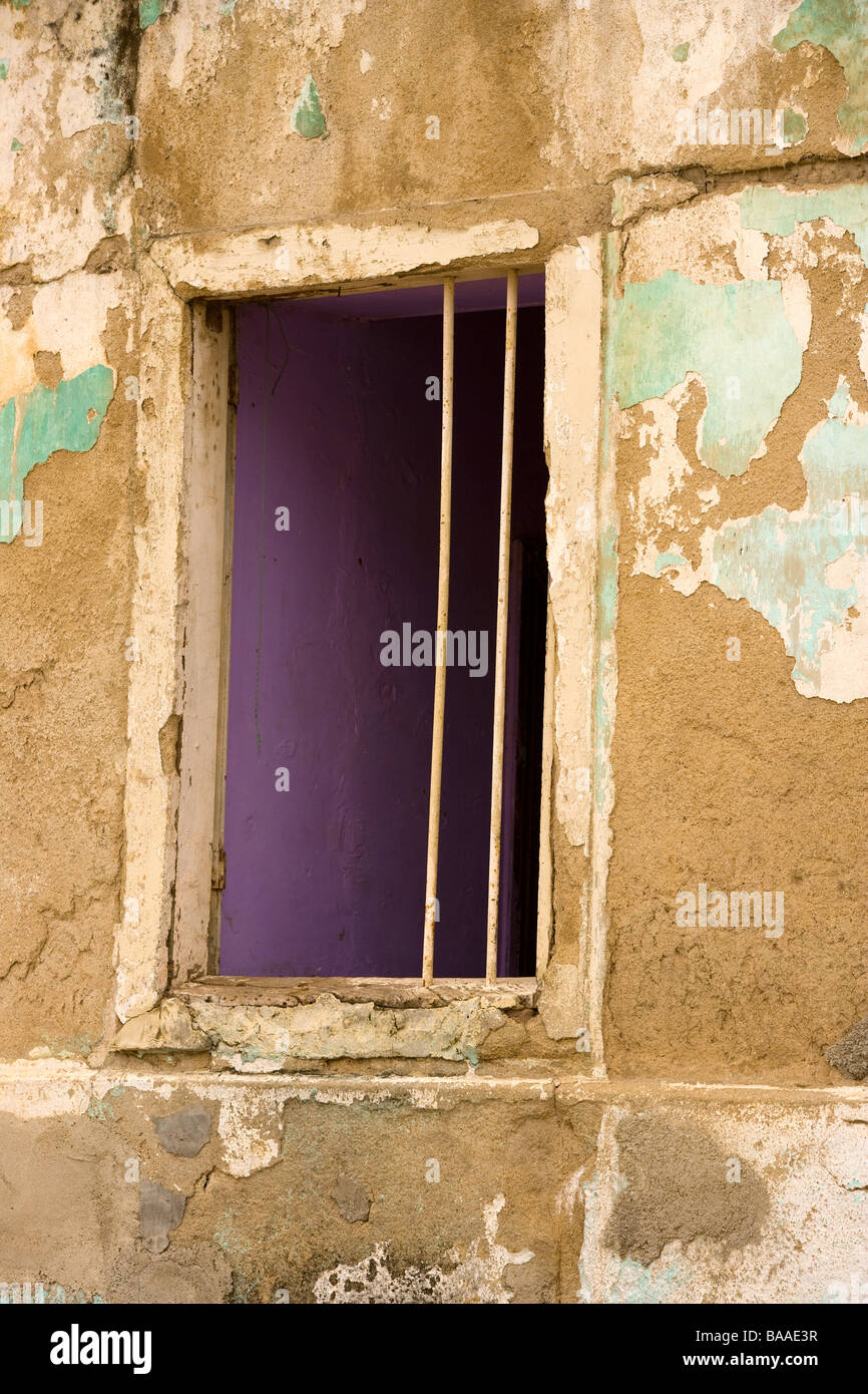 Window in old dilapidated house Valparaiso Chile Stock Photo
