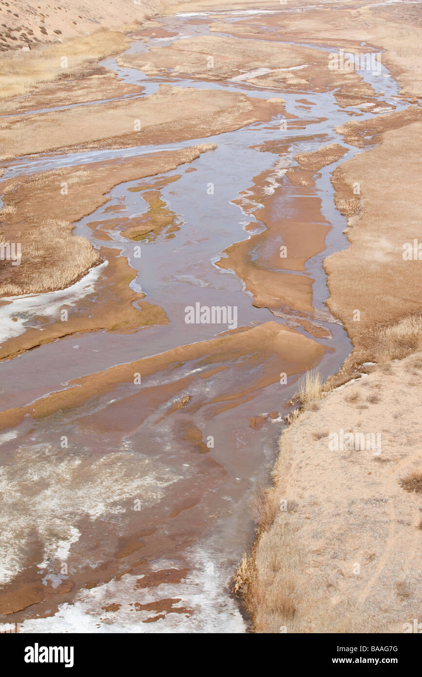 Low river levels in Shanxi province which has suffered desertification ...