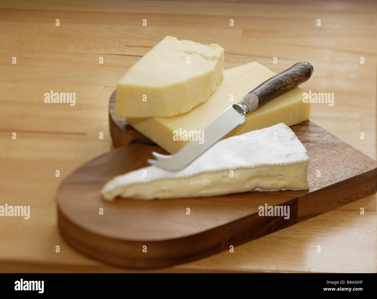 Cheese on a cheese board Stock Photo