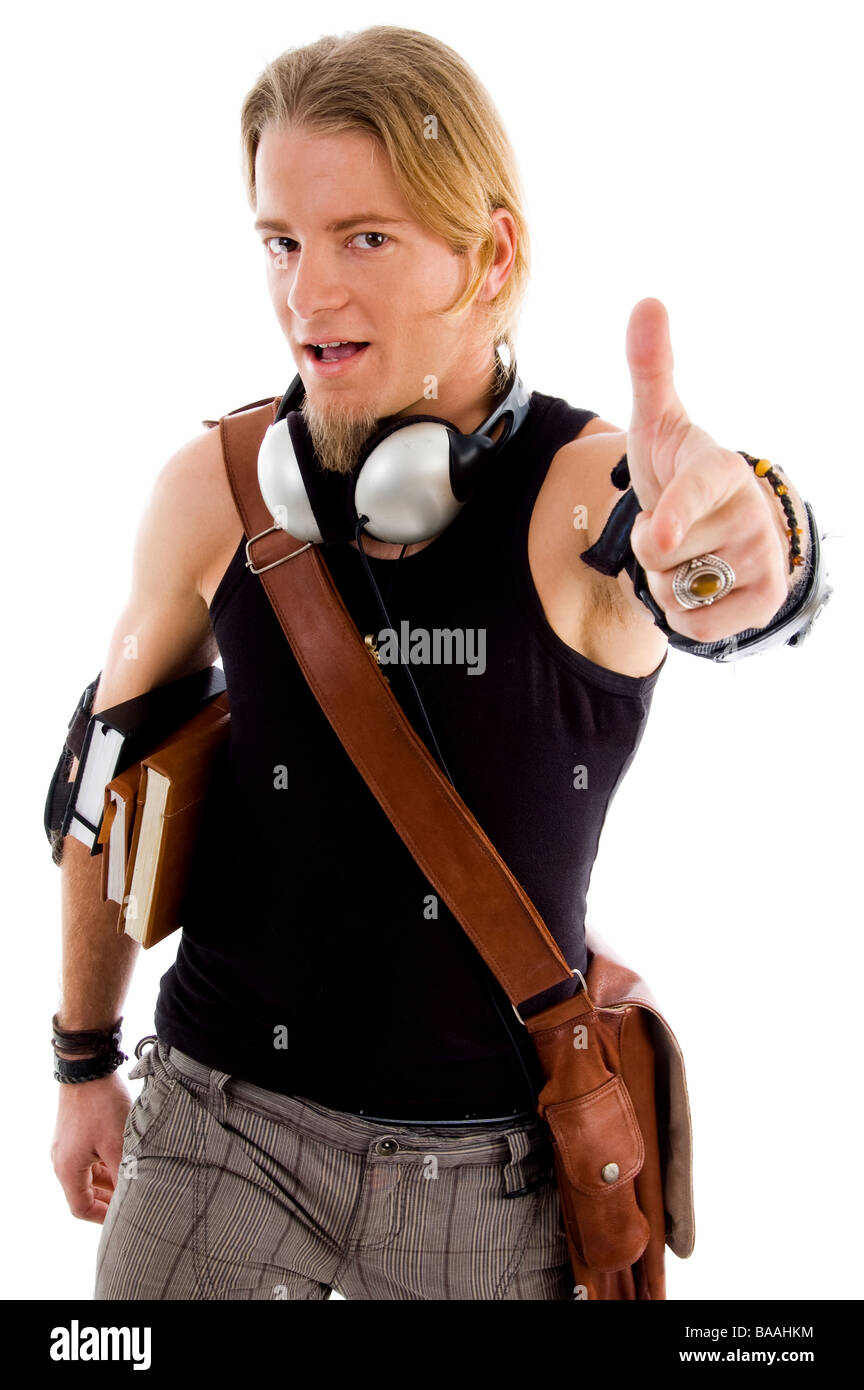 male student showing thumbs up Stock Photo - Alamy