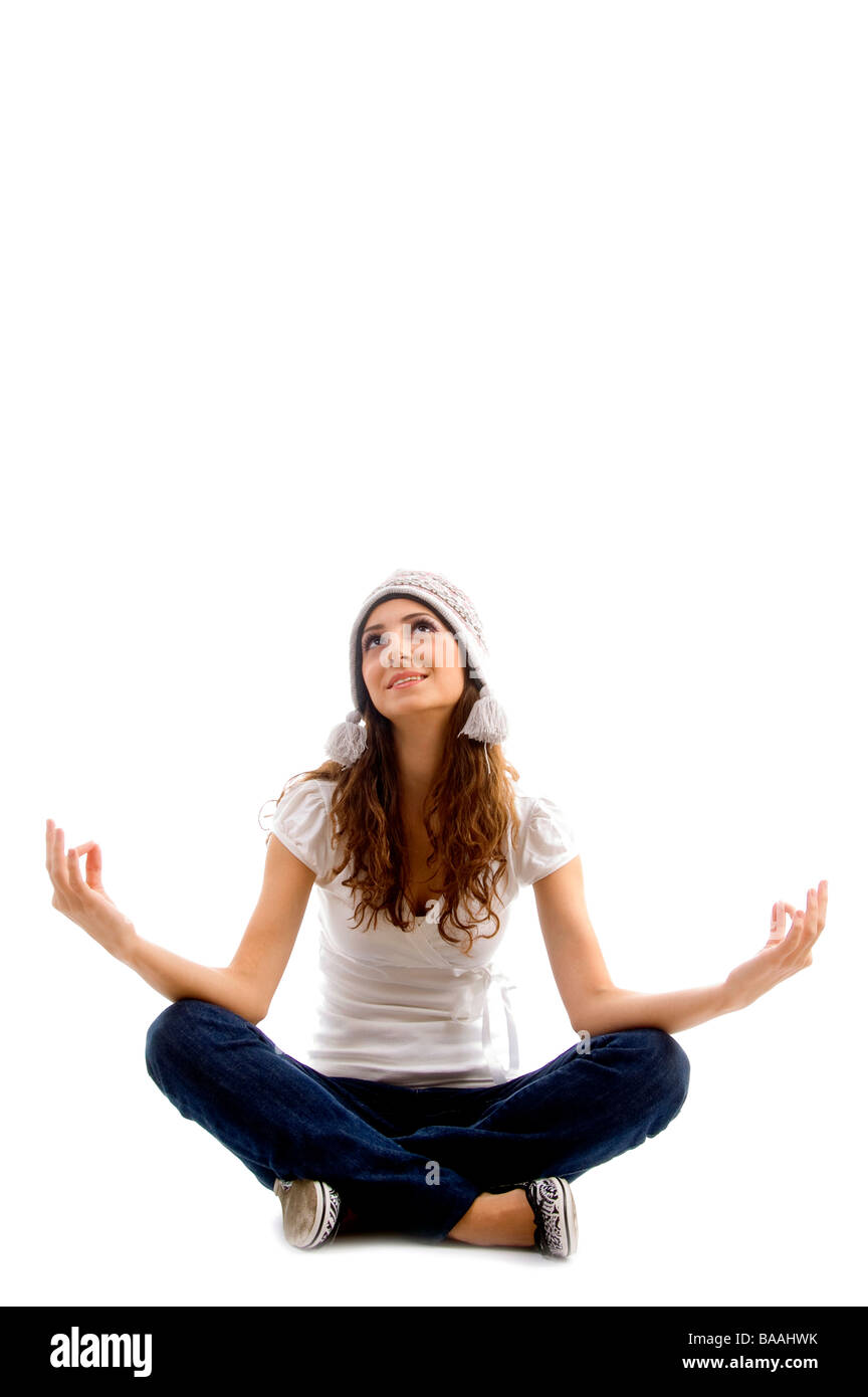 health conscious girl doing meditation Stock Photo - Alamy