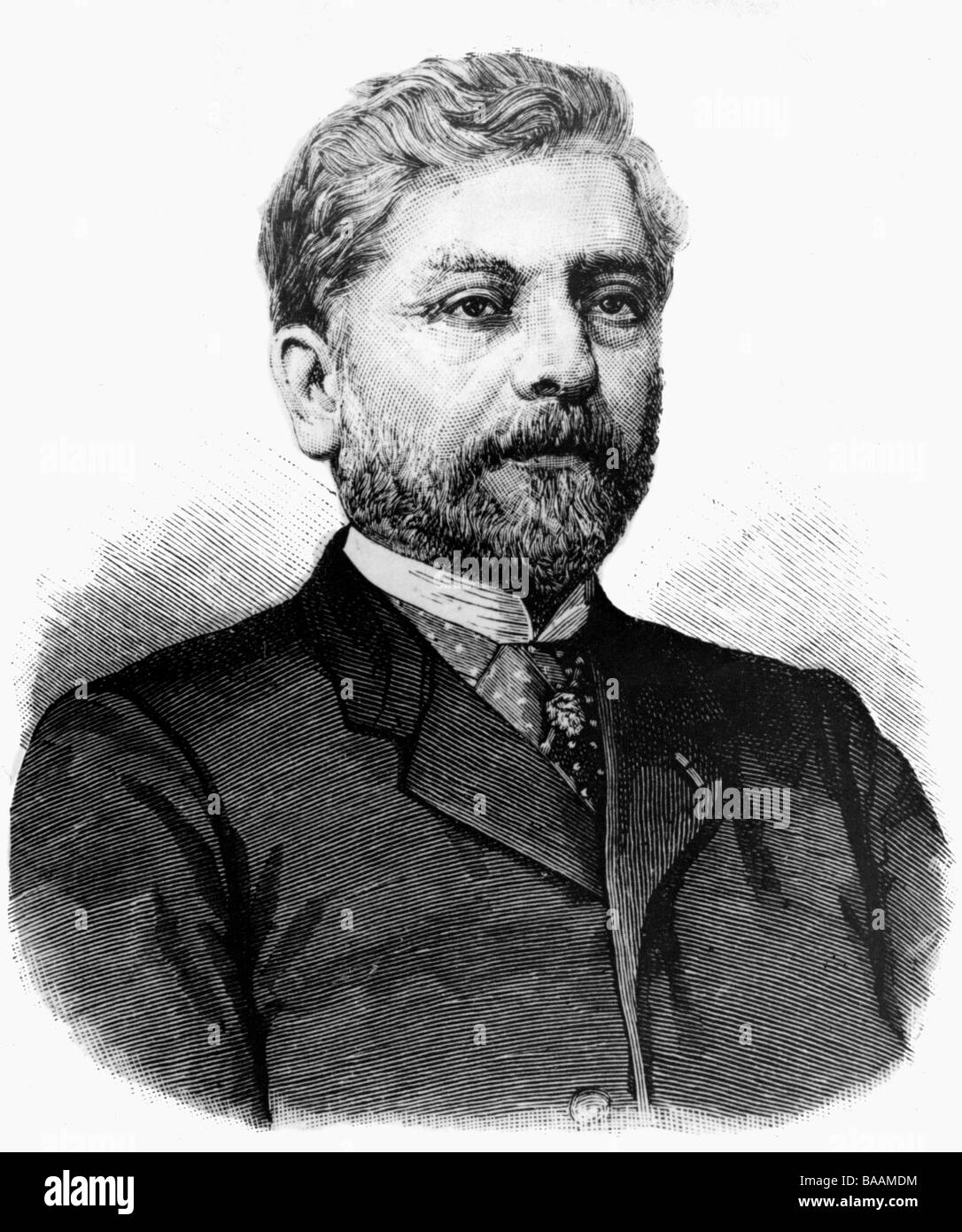 Eiffel, Alexandre Gustave, 15.12.1832 - 27.12.1923, French engineer, designer of the Eiffel Tower, portrait, wood engraving, 19th century, Stock Photo