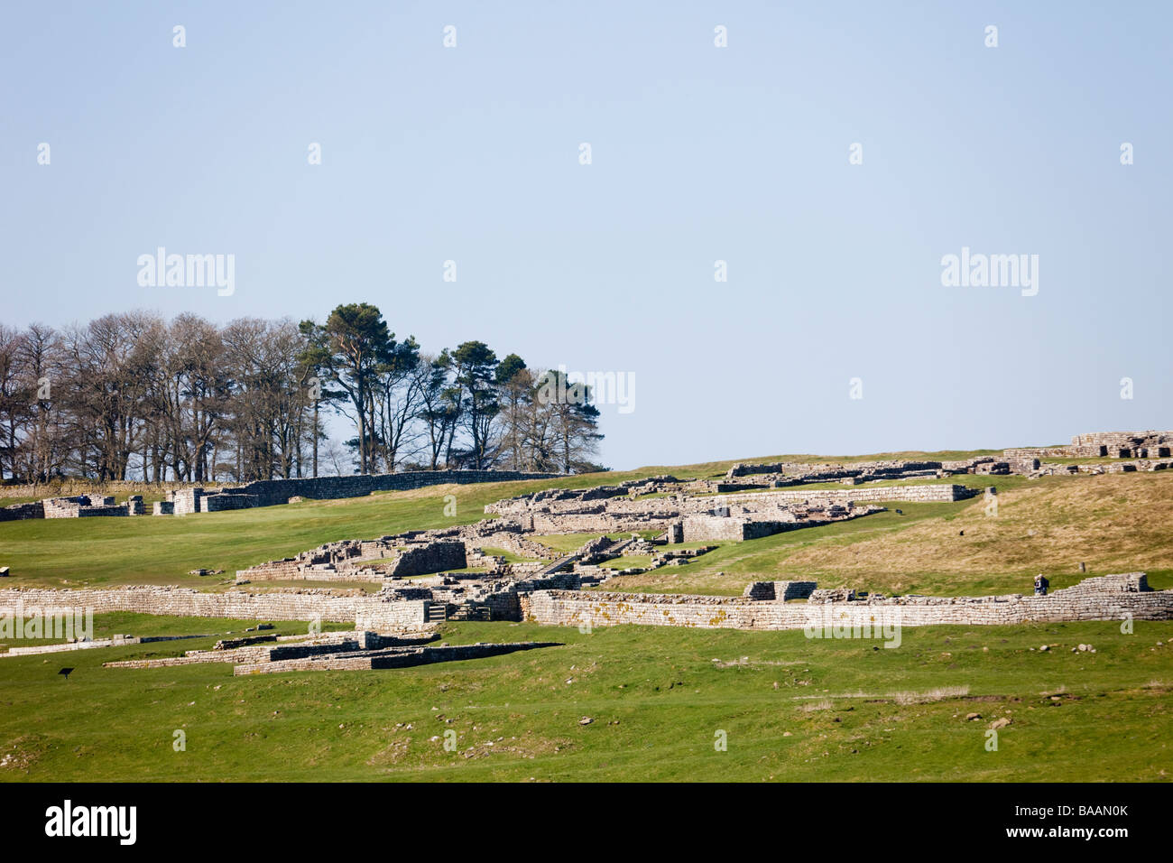 Roman Fort ruins on Hadrian's wall. Housesteads Northumberland National Park Northumberland England UK Stock Photo