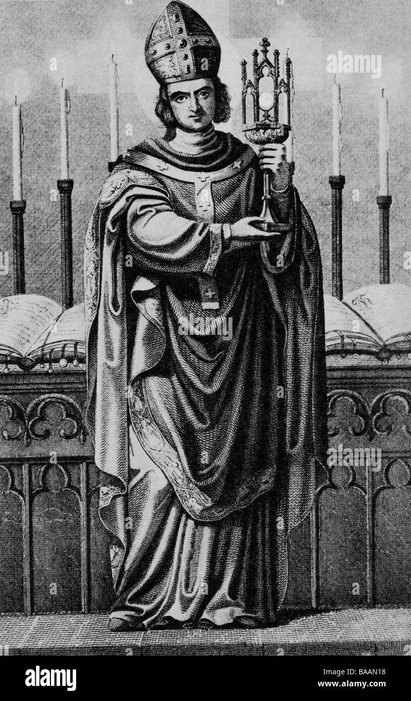 Norbert of Xanten, circa 1080 / 1082 - 6.6.1134, Archibishop of Magdeburg since 1128, founder of the Norbetine order, saint, full length, wood engraving, 19th century, Stock Photo