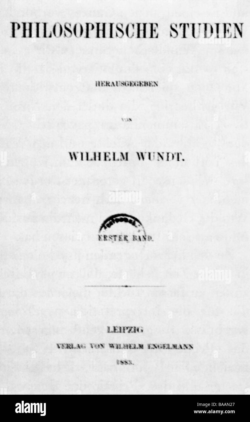Wundt, Wilhelm, 16.8.1832 - 31.8.1920, German philosopher and psychologist, title side 'Philosophische Studien', 1883, Stock Photo