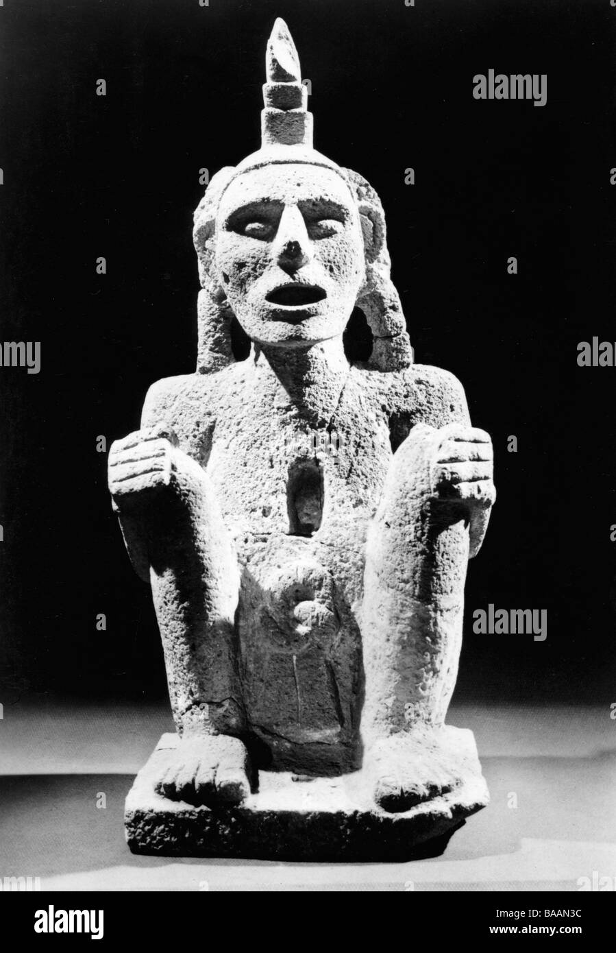 Xochipili, Aztec deity of flowers, music, dance and game, stone sculpture, Mexico, late 15th century, Museum of ethnology Leipzig, Stock Photo
