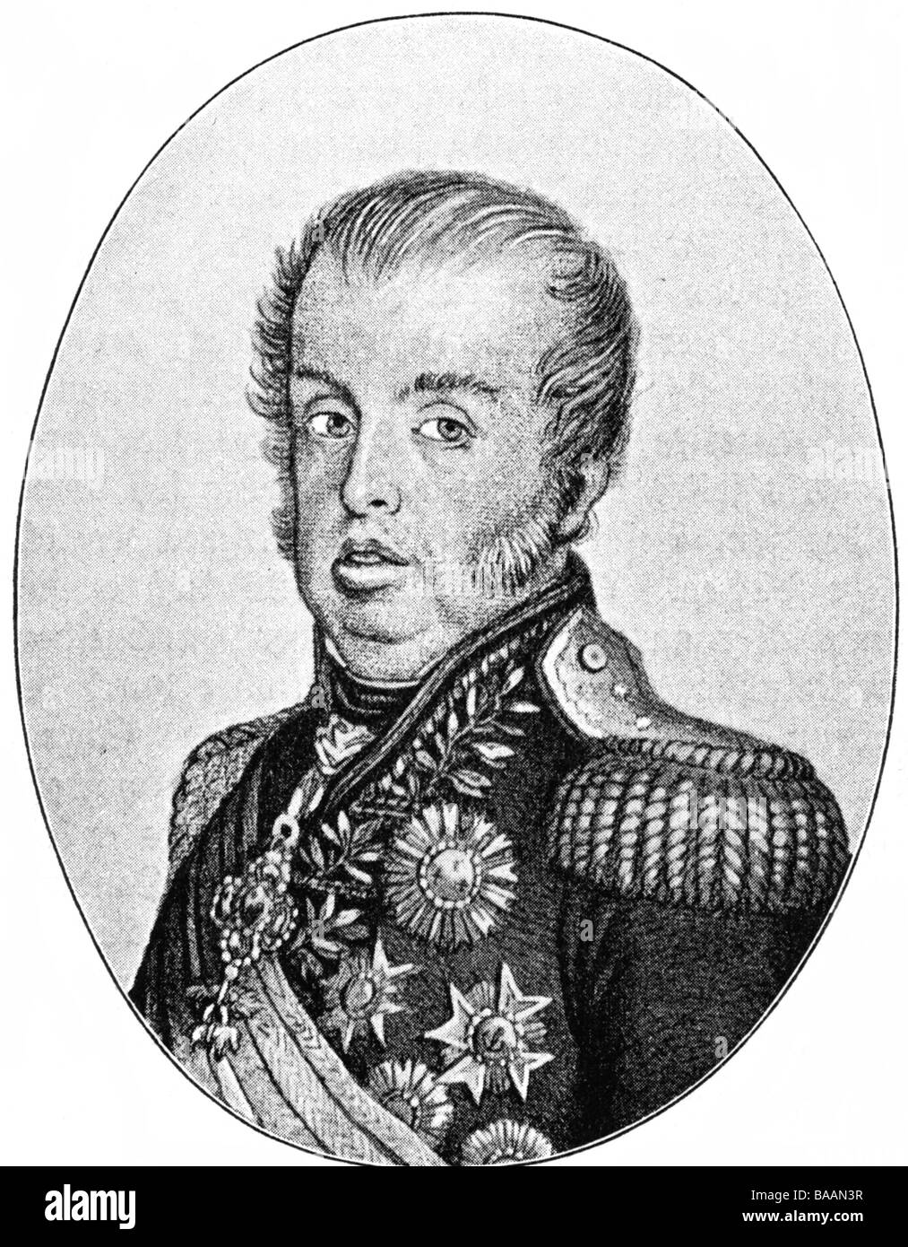 John VI, 13.5.1767 - 10.3.1826, King of Portugal 1816 - 1826, portrait, after contemporary copper engraving, 19th century, Artist's Copyright has not to be cleared Stock Photo
