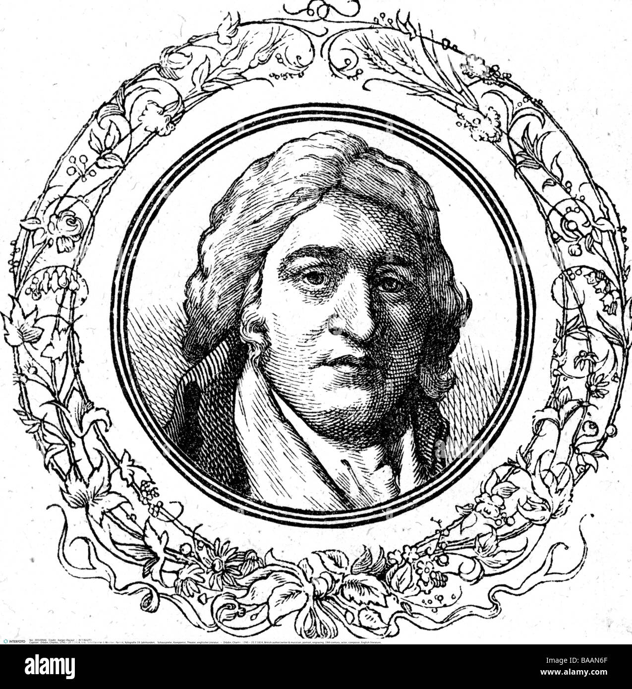 Dibdin, Charles, 15.3.1745 - 25.7.1814, British author / writer, composer, portrait, engraving, 19th century, Stock Photo