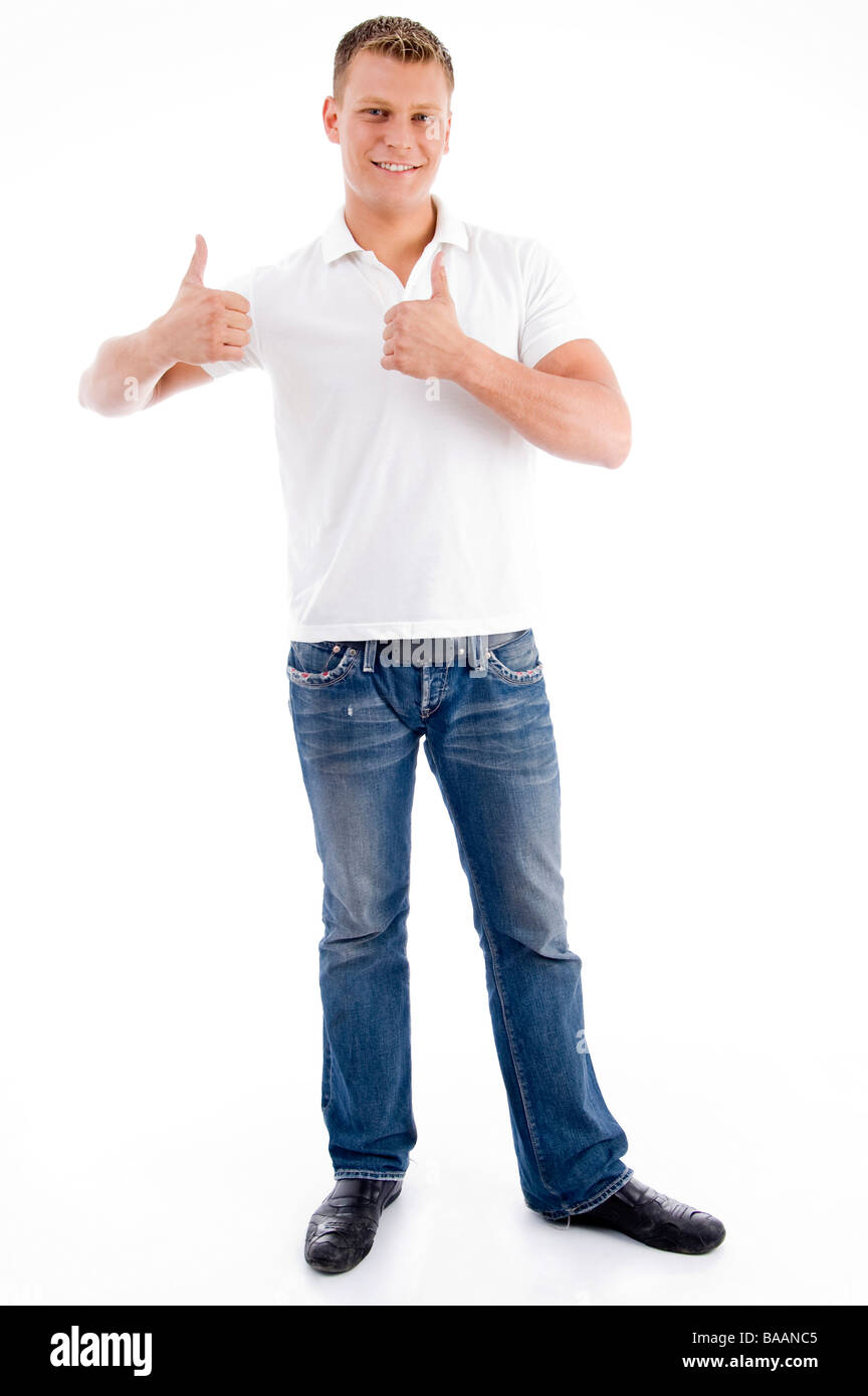 smiling male showing thumbs up Stock Photo - Alamy