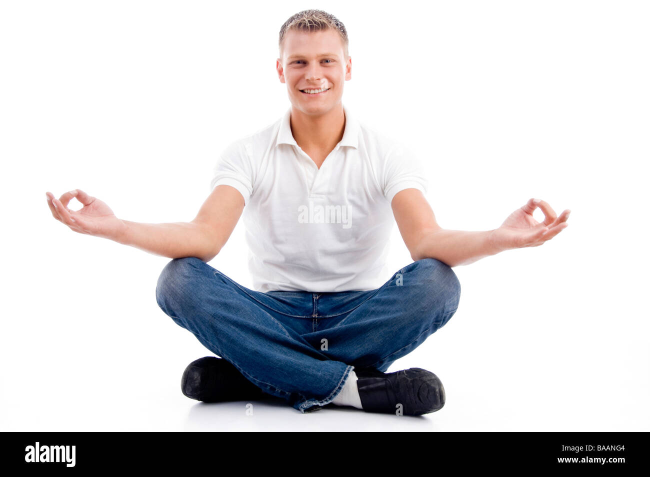 healthy guy in yoga position Stock Photo Alamy