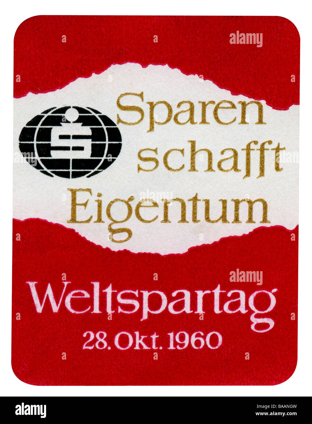 advertising, stamp 'Sparen schafft Eigentum', World Savings Day, Germany, 28.10.1960, Stock Photo