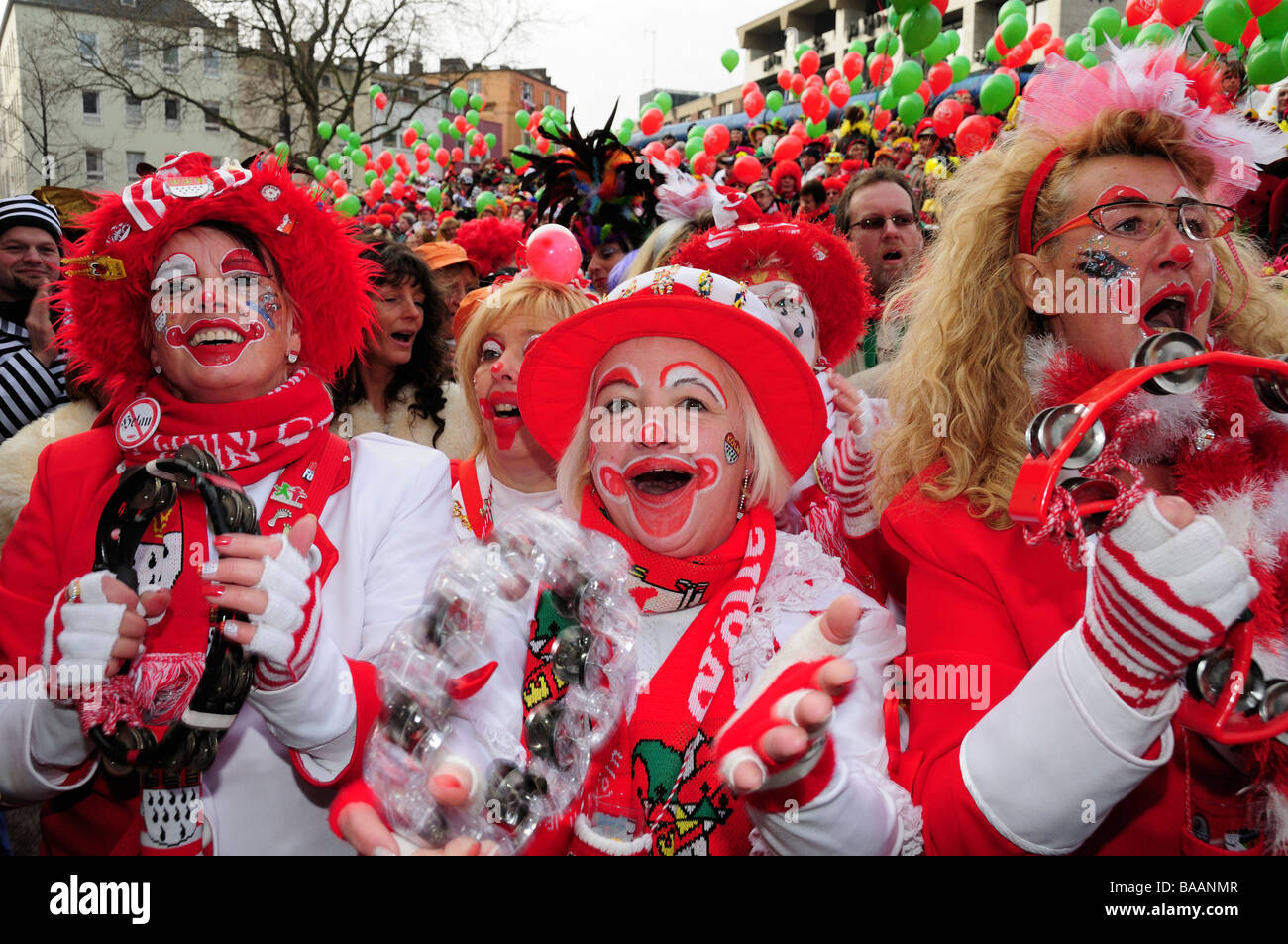 Germans celebrating carnival in Cologne Stock Photo