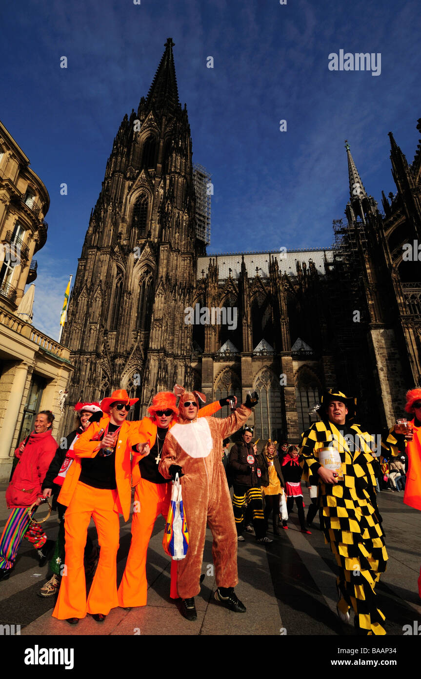 Germans celebrating carnival in Cologne Stock Photo