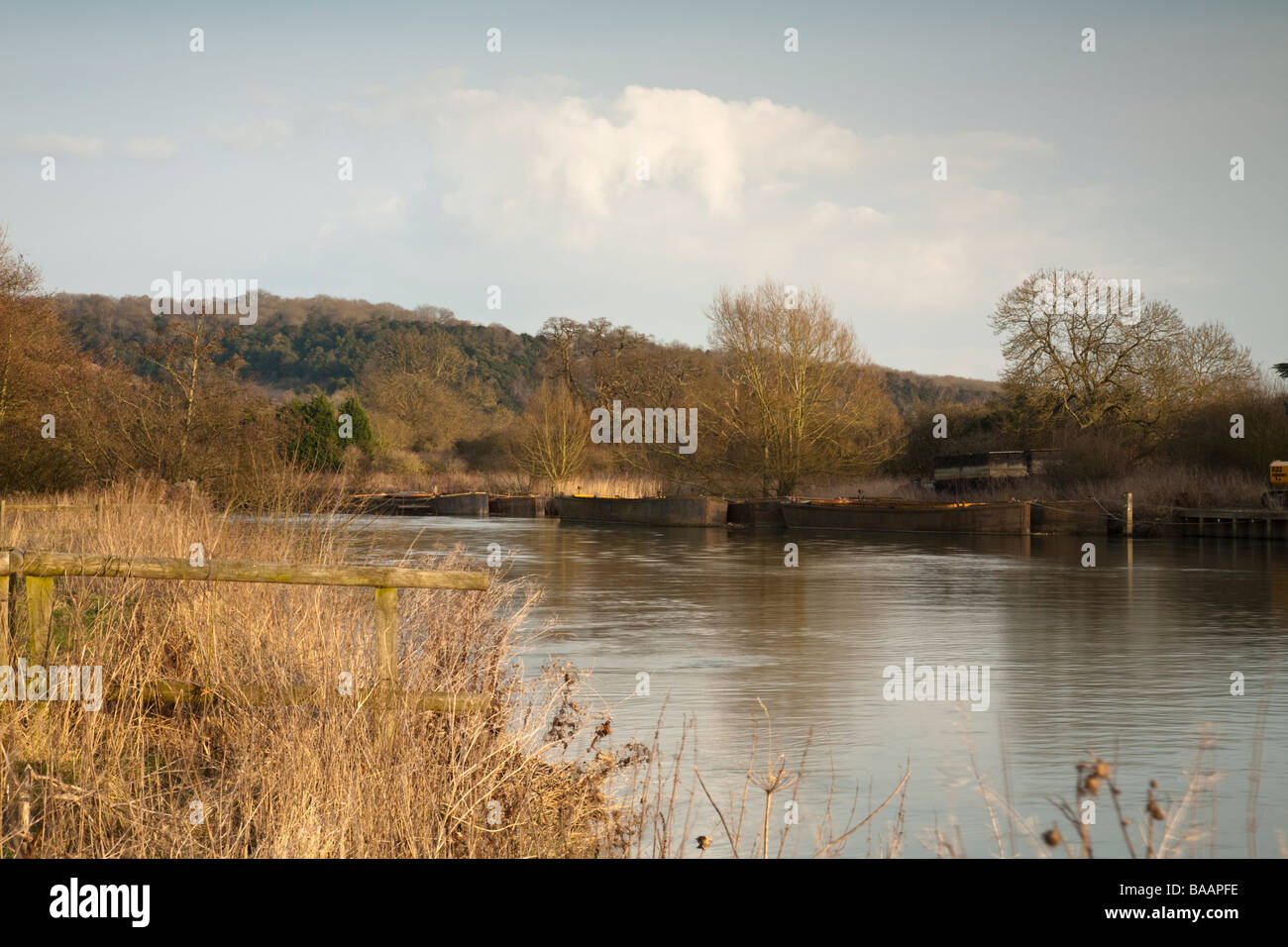 River Thames from the Thames path at Gatehampton Manor looking towards ...