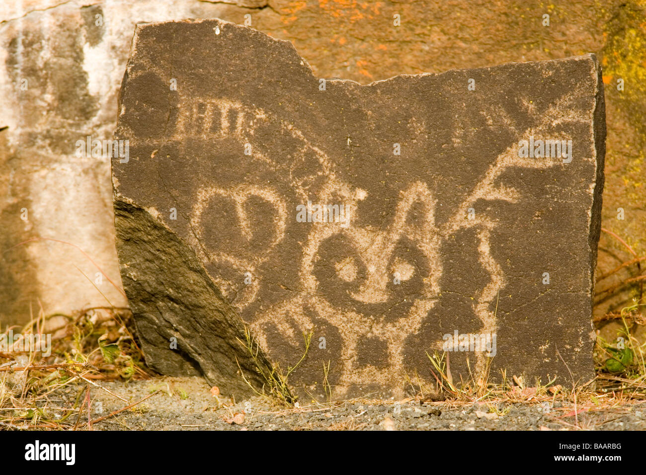 Petroglyph / Pictograph - Columbia Hills State Park, Washington Stock Photo