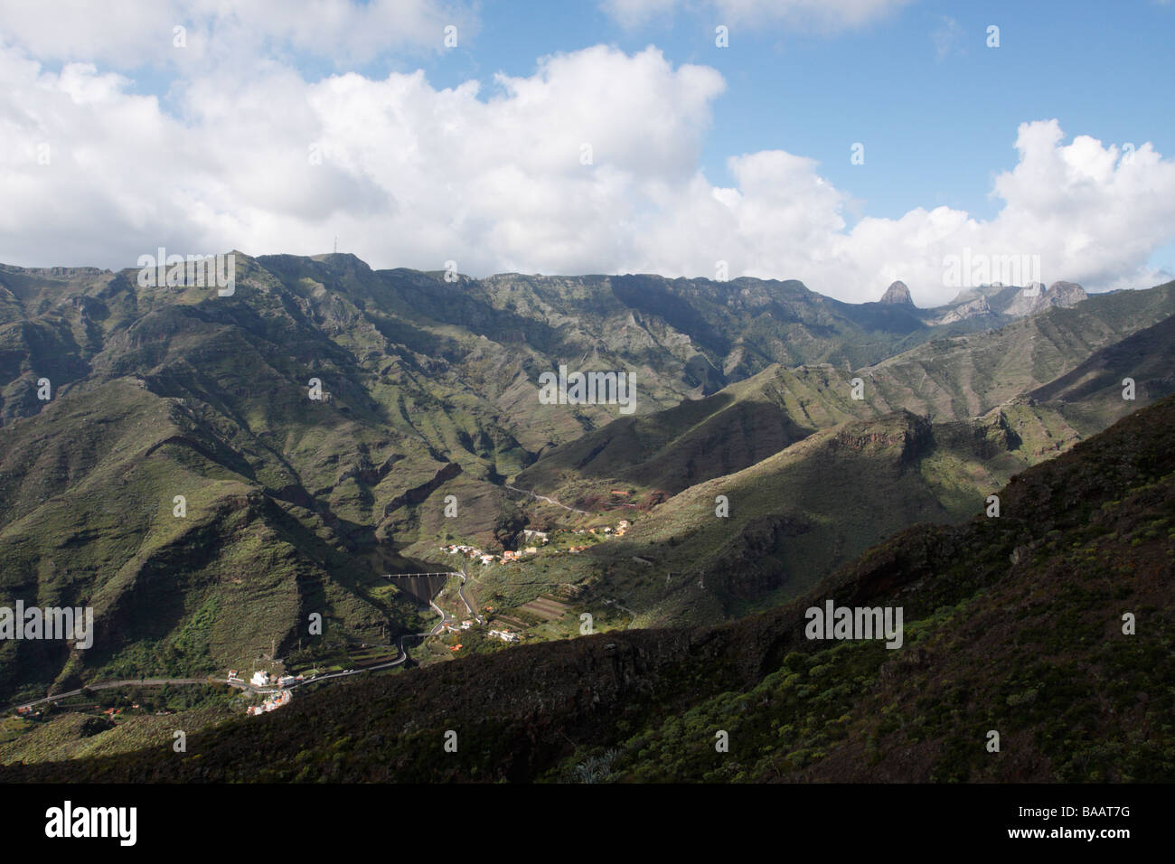 Looking down on the Chejelipes and La Laja valley on La Gomera Stock Photo