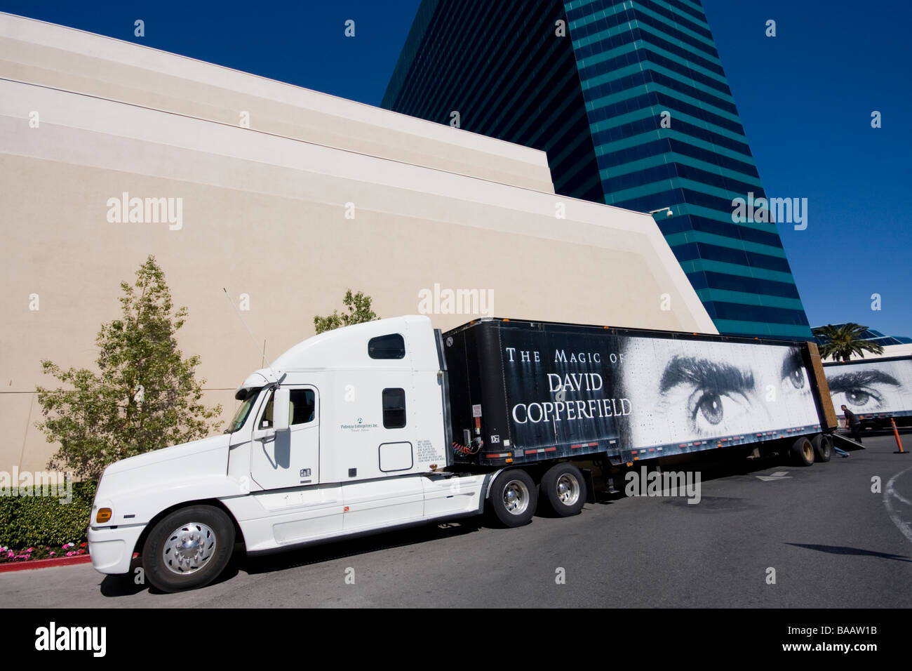 David Copperfield magic show arrives to unload at MGM Grand Hotel and Casino, Las Vegas, Nevada, US Stock Photo