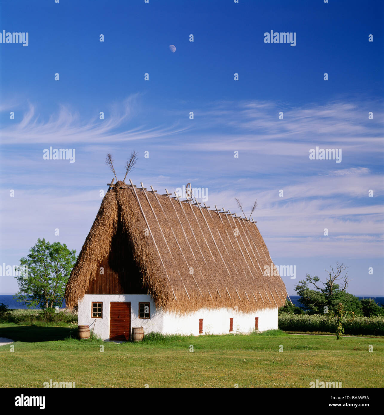 House on grassland Stock Photo Alamy