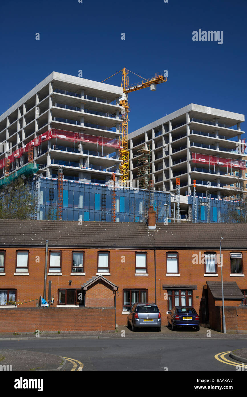 new office block and apartment buildings being constructed as part of a regeneration programme in the laganside area of the city Stock Photo