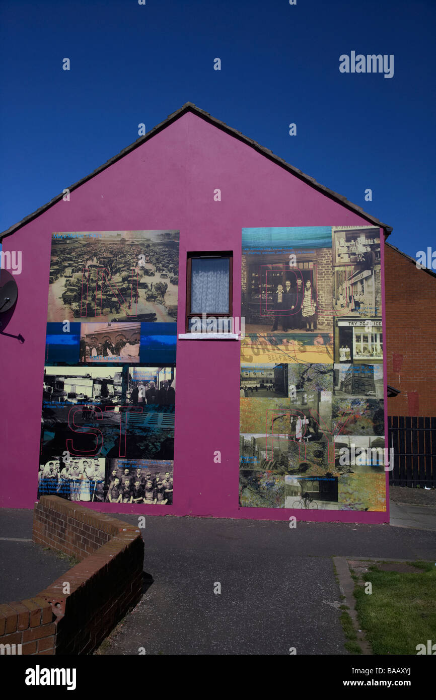 community wall mural on the gable end of a house in the markets area of belfast northern ireland uk Stock Photo