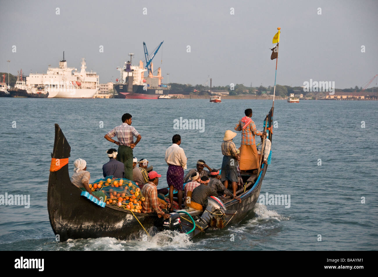 Fishermen returning home Fort Cochin, Kerala, India Stock Photo