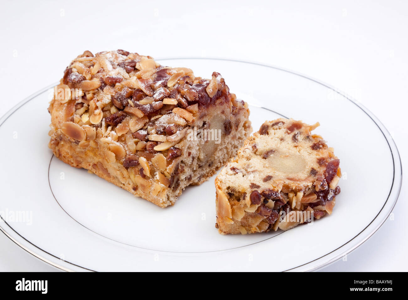 stollen loaf /cake served on a plate Stock Photo