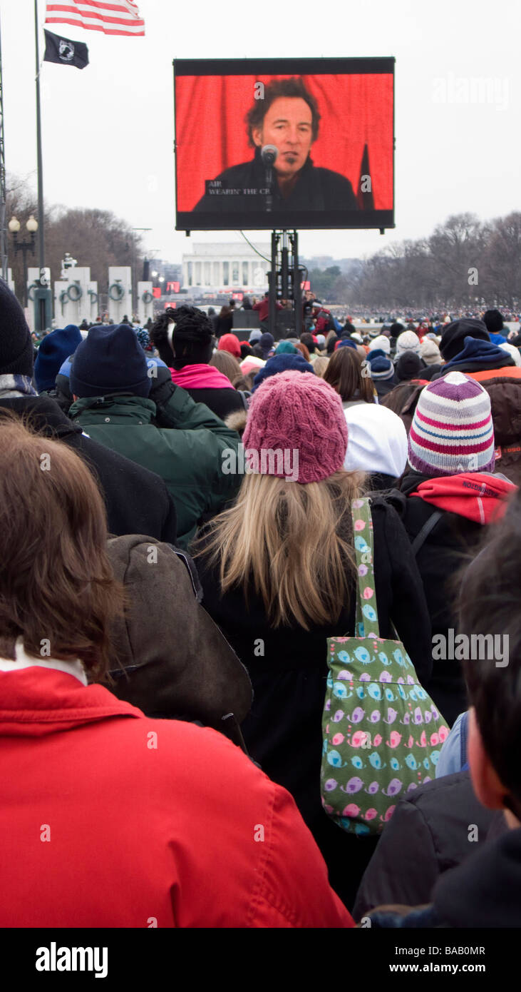 Bruce Springsteen on a giant screen during the Inaugural concert held
