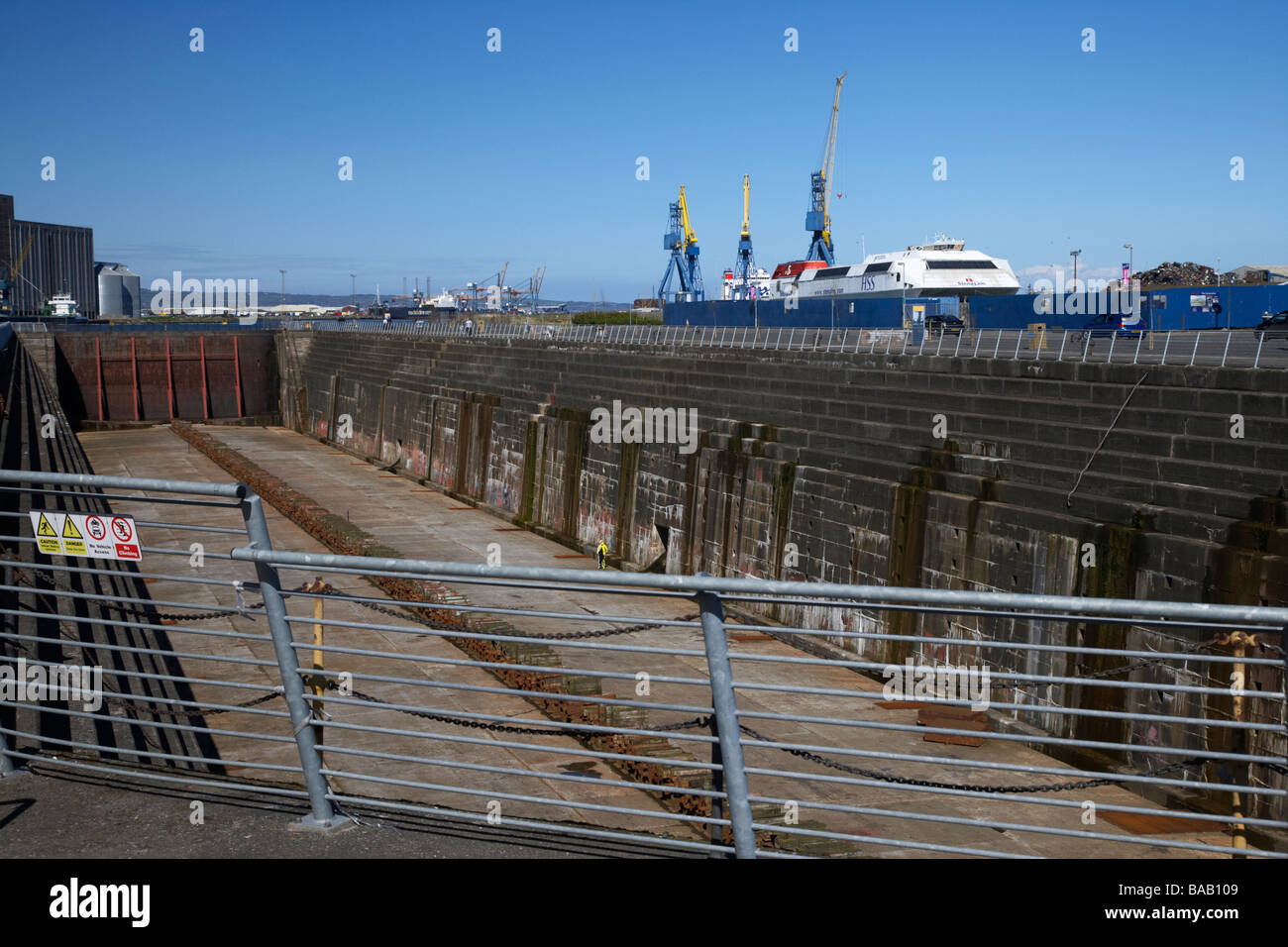 former thompsons dry graving dock where the titanic was built in titanic quarter queens island belfast northern ireland uk Stock Photo