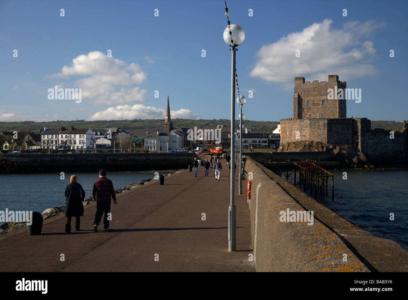 carrickfergus harbour and albert edward pier promenade and castle