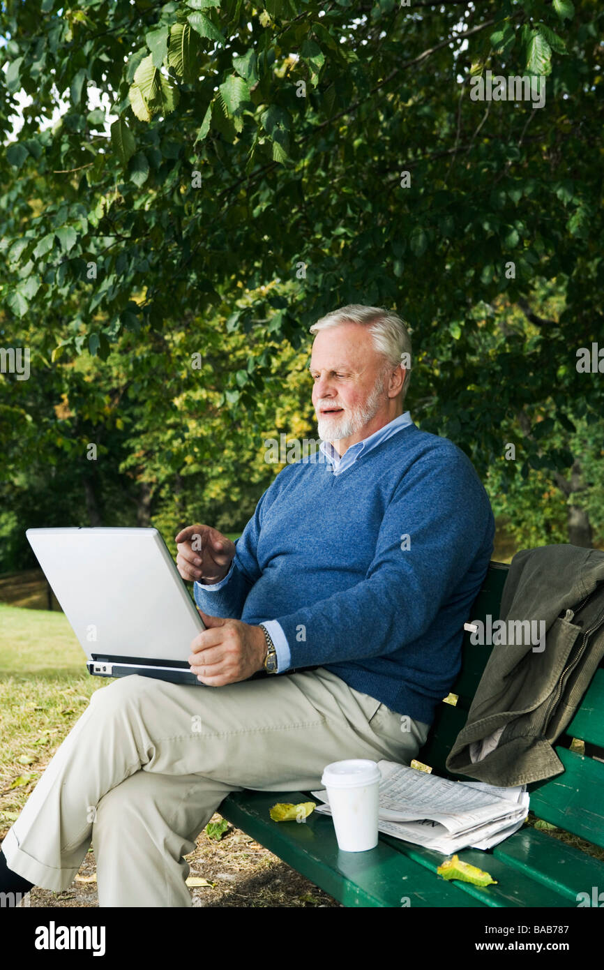 Mature man laptop concern hi-res stock photography and images - Alamy