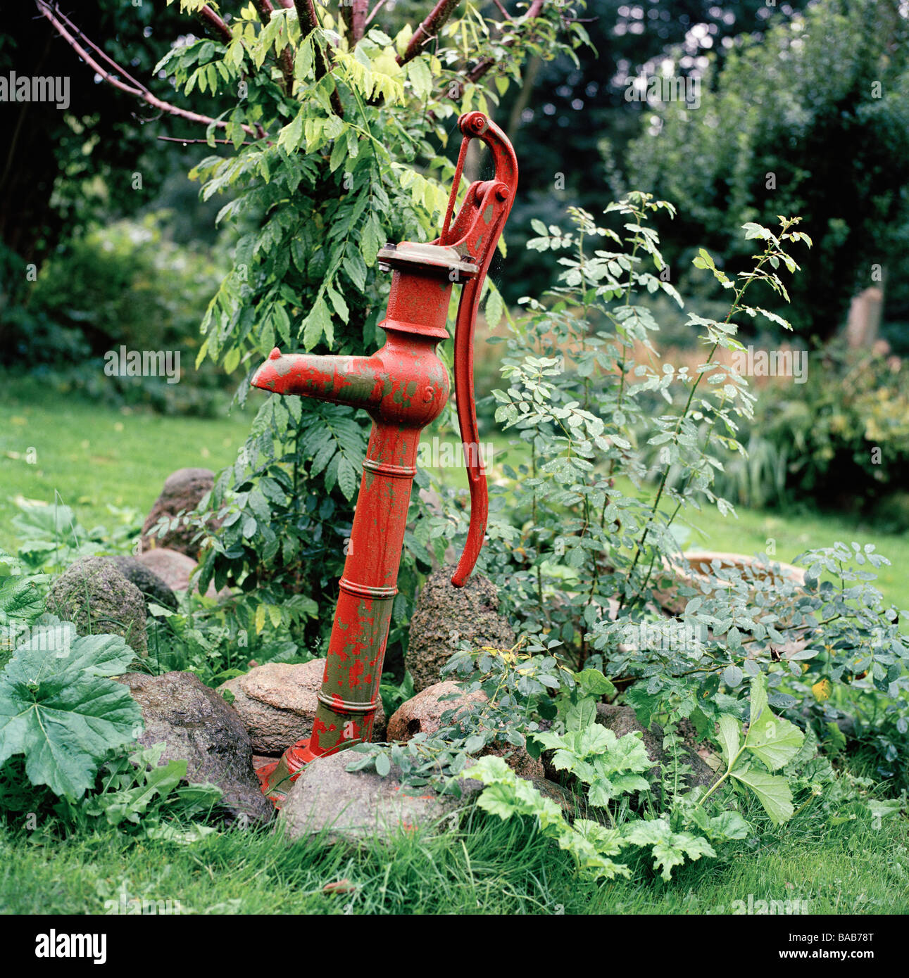 A Pump In A Garden Skane Sweden Stock Photo Alamy