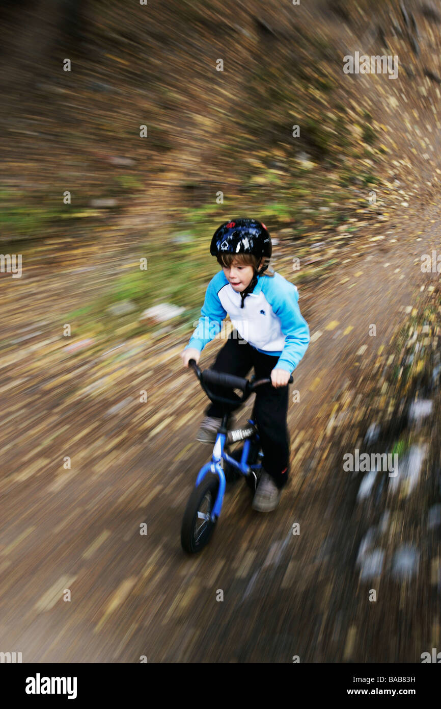 A boy on a BMX bicycle, Sweden. Stock Photo