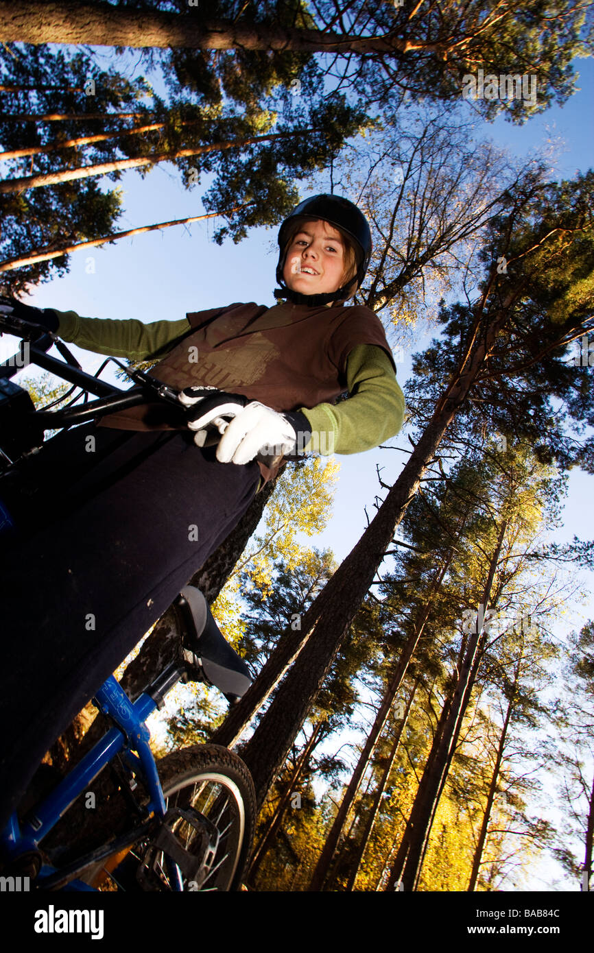 A boy on a BMX bicycle, Sweden. Stock Photo