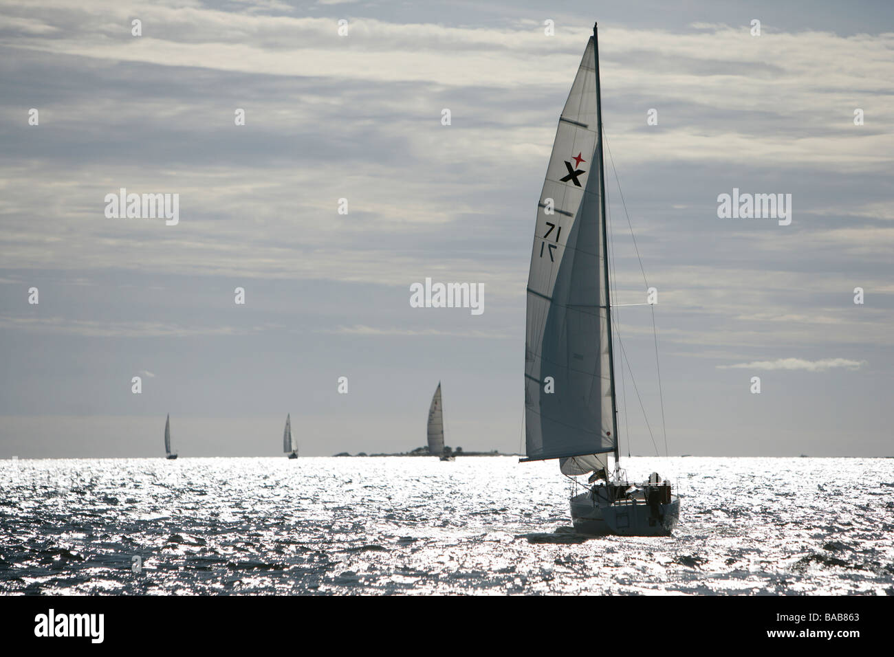 Sailingboats against the light, Stockholm archipelago, Sweden Stock
