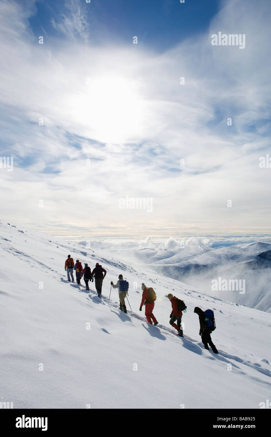 A group of people climbing Kebnekaise Sweden. Stock Photo