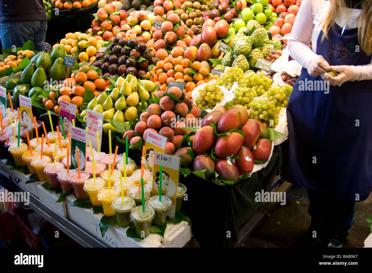 Fruit and Fruit Drinks for sale in market Stock Photo Alamy