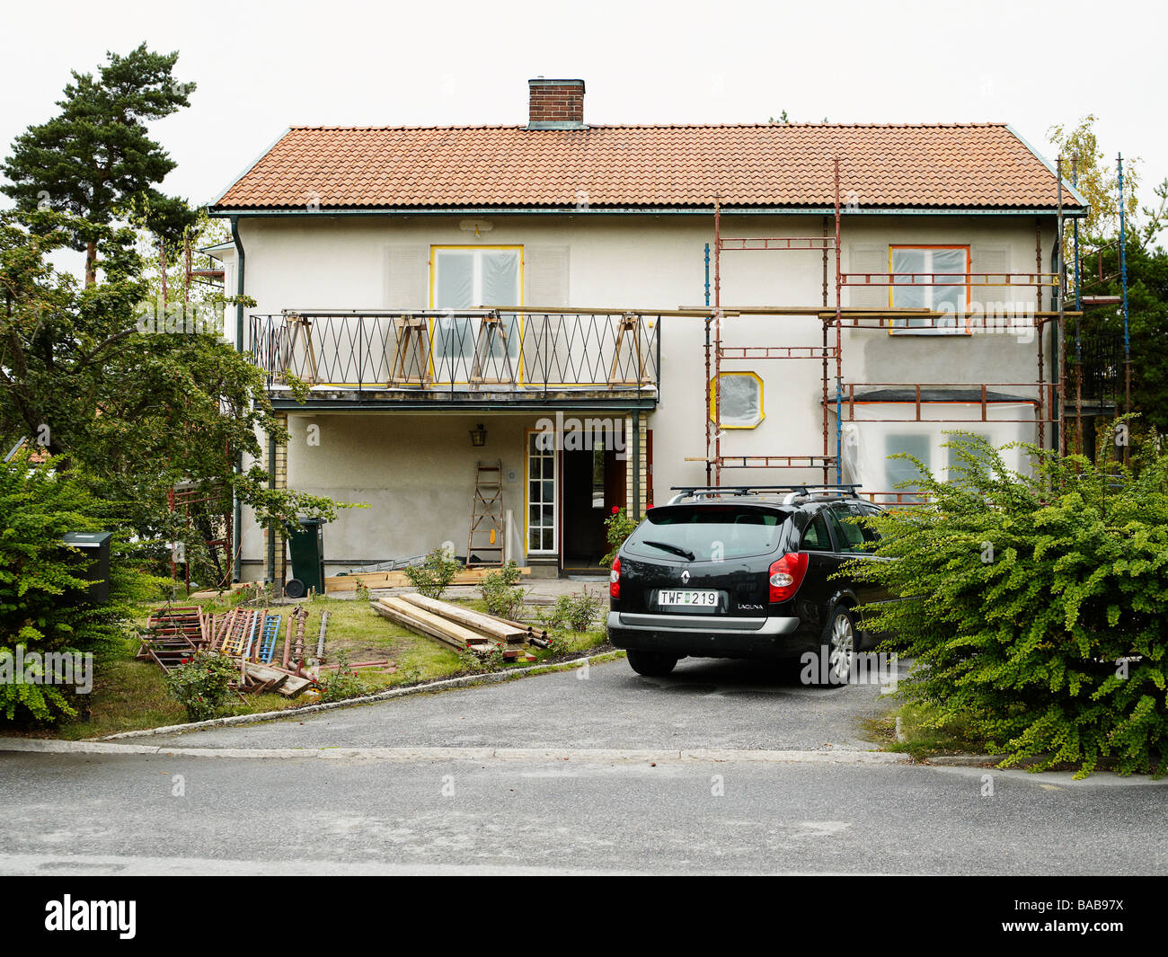 Picture of Renovation of the front of a house Stockholm Sweden Stock Photo - Alamy