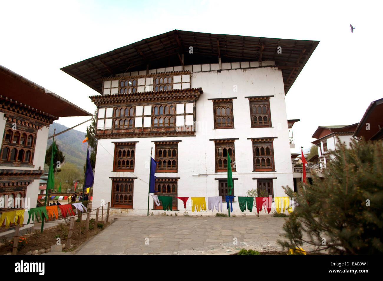 Typical House in Capital city of Bhutan THIMPHU, brightly decorated