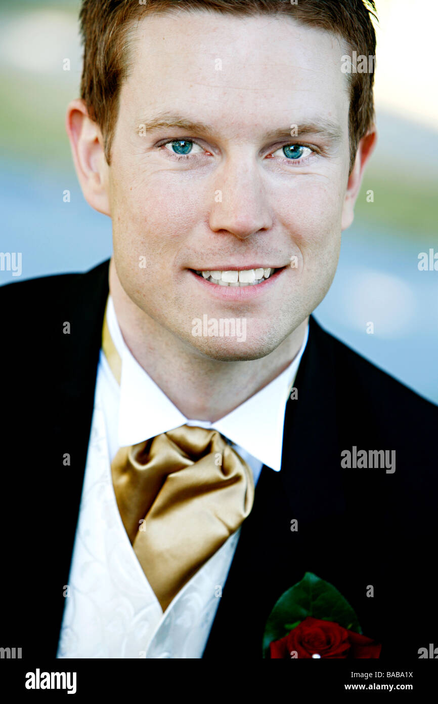 Portrait of a bridegroom Sweden. Stock Photo
