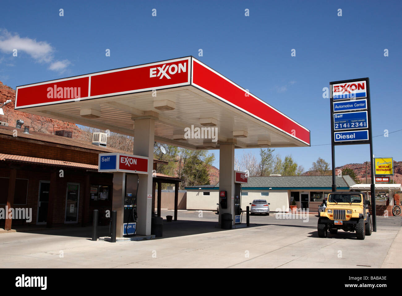 exxon service station along highway 89 in the small town of kanab kane