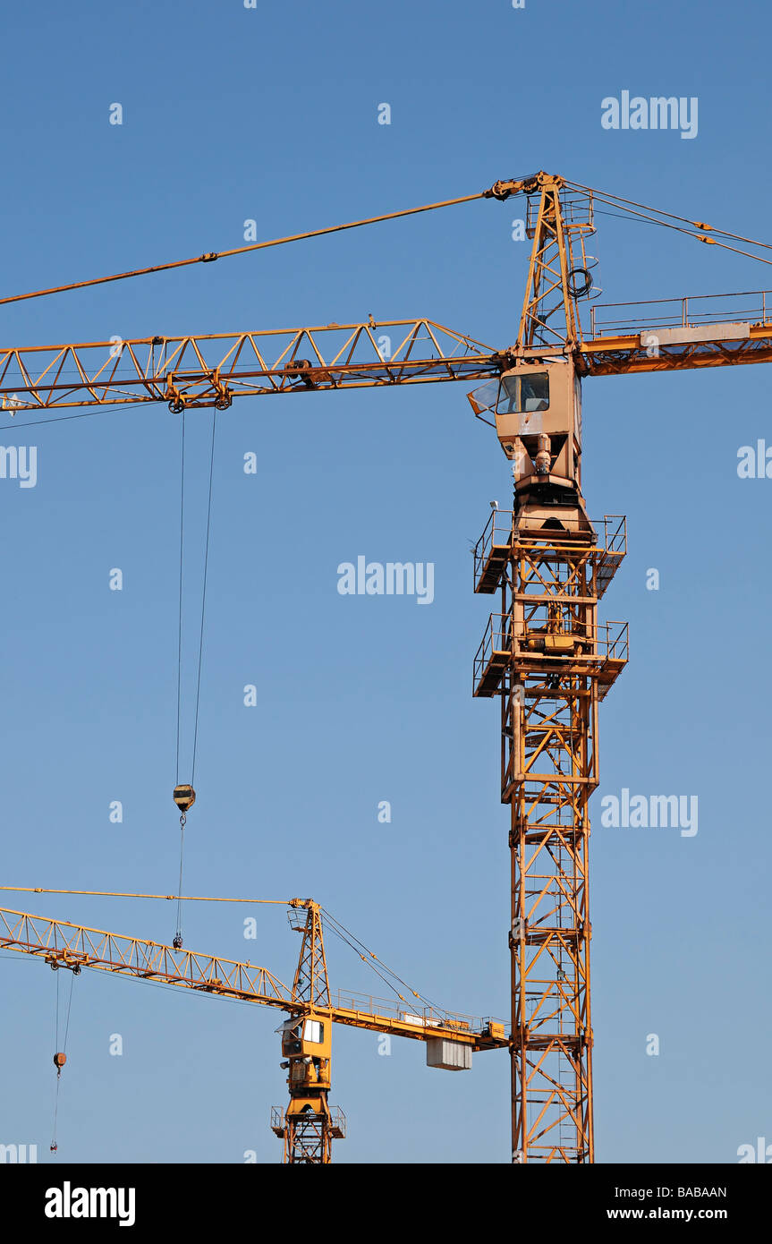 Construction Cranes Low Angle Stock Photo