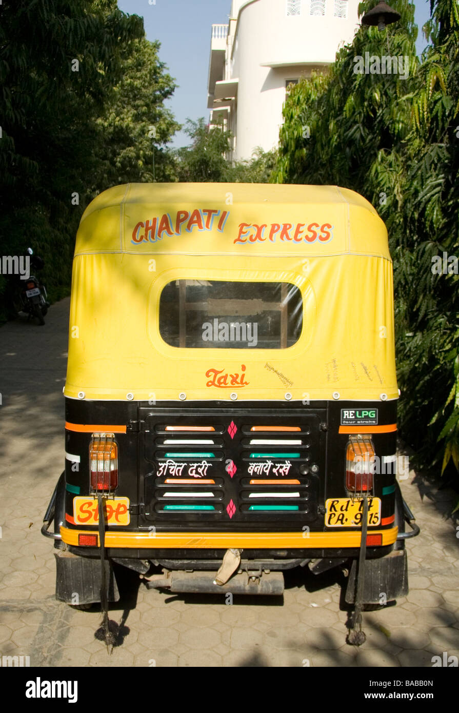 Back of Autorickshaw Stock Photo