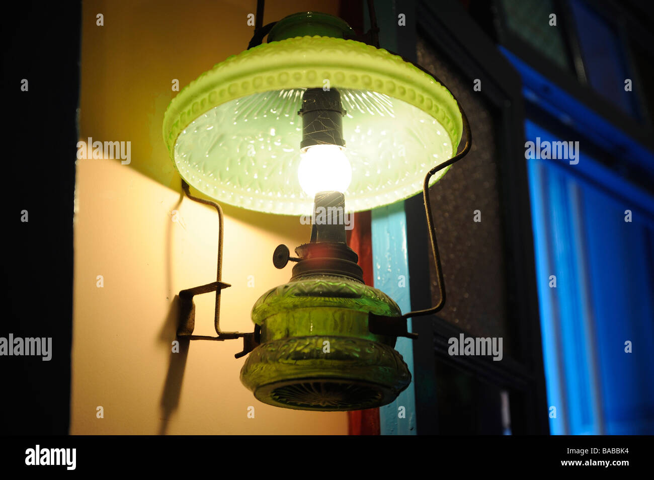 vintage lamp in a retro style hotel Stock Photo