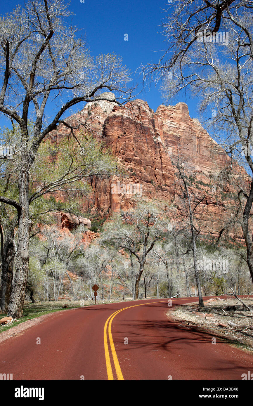section of the scenic drive outside zion lodge zion canyon national park utah usa Stock Photo