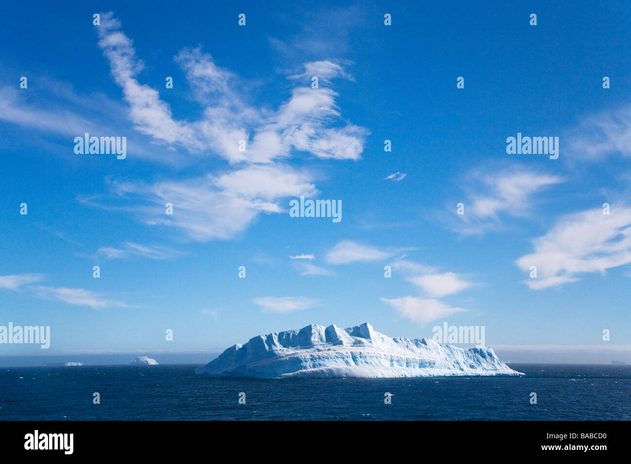 Blue tabular icebergs Weddell Sea Antarctic Peninsula Antarctica Stock Photo