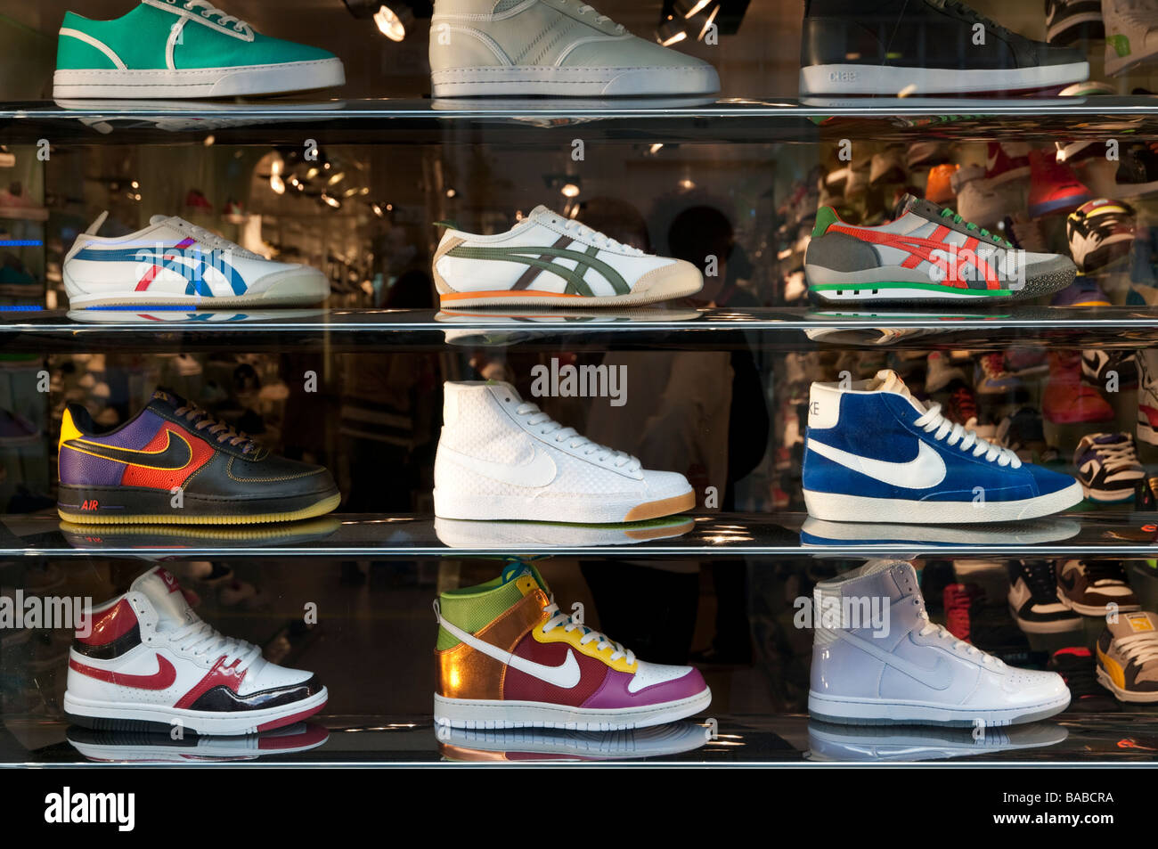 Running shoes and trainers in shop window display London England UK Stock  Photo - Alamy