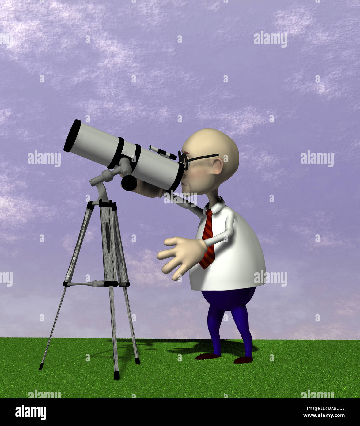 man with teleskope Stock Photo