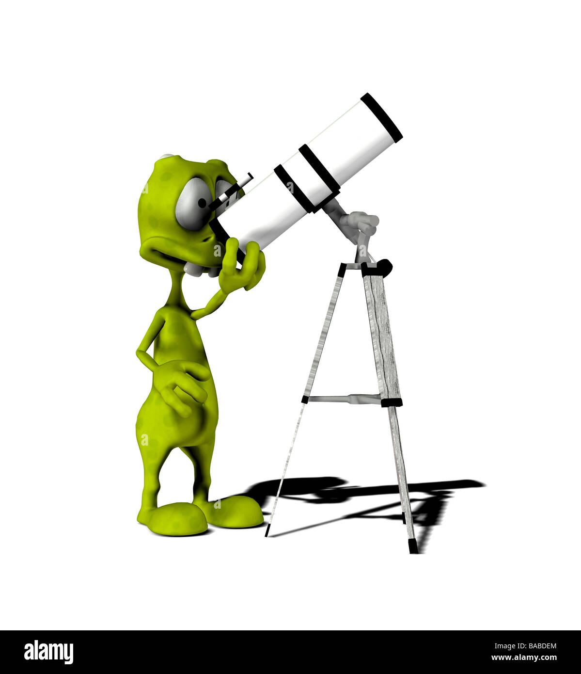 alien with telescope Stock Photo