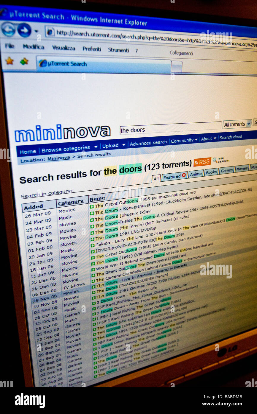 Mininova Torrent Download Stock Photo Alamy