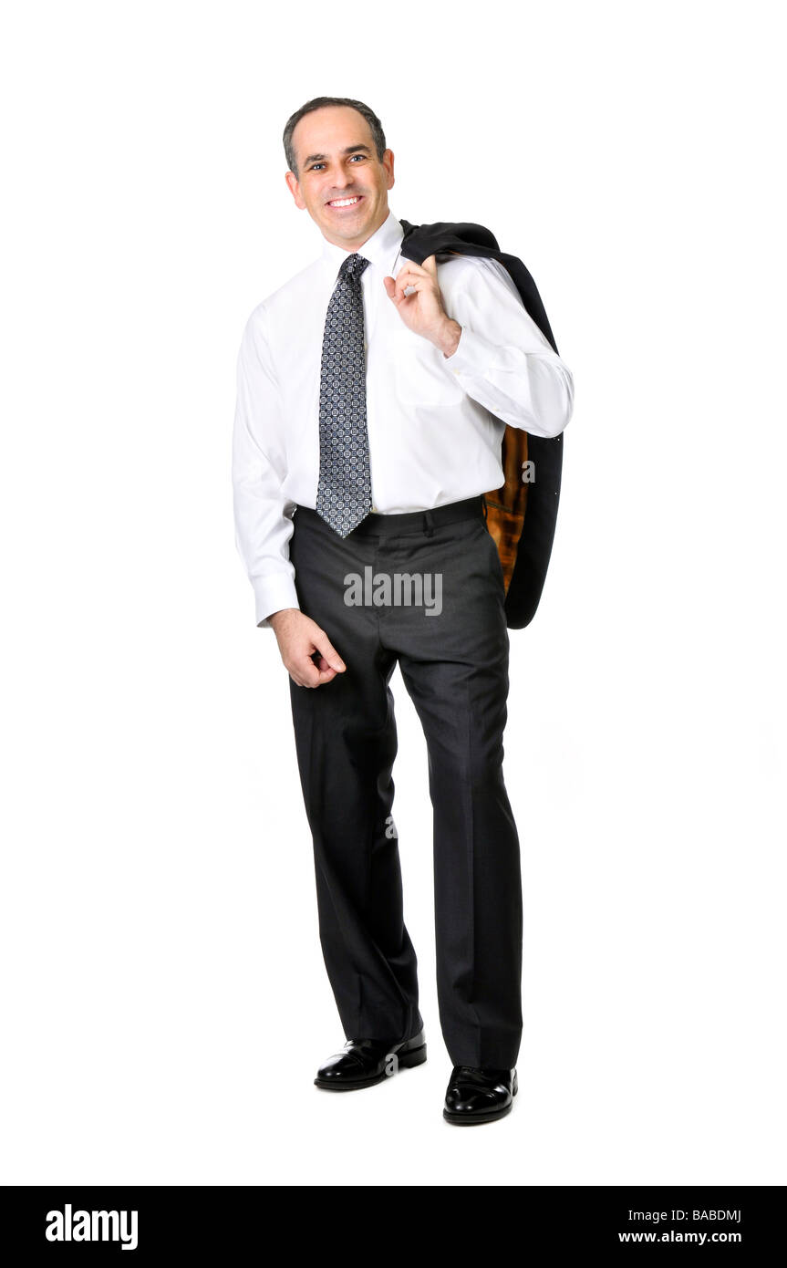 Smiling business man in suit isolated on white background Stock Photo ...